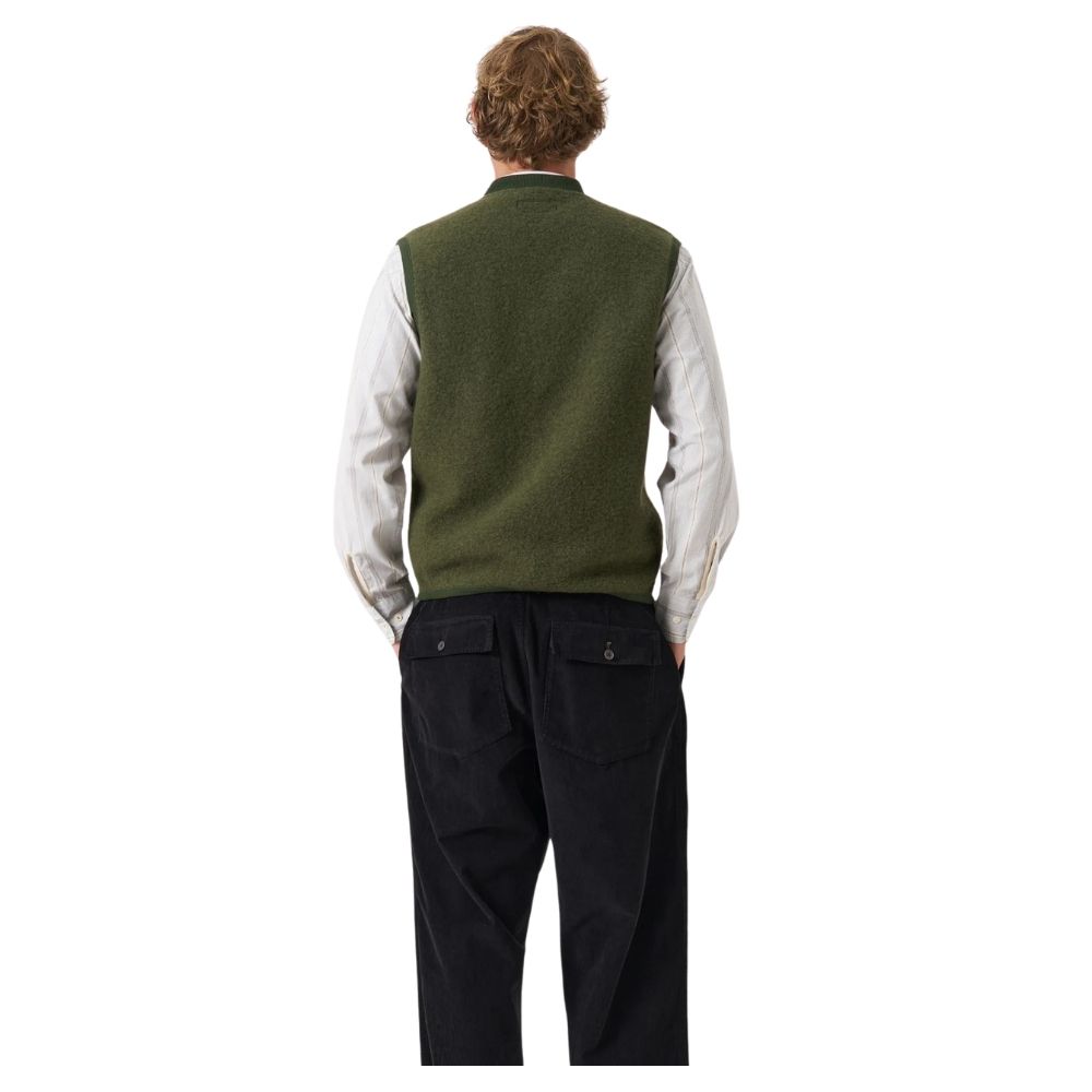 ZIP WAISCOAT universal works, gilet sans manches olive en laine chez sport aventure à Orange