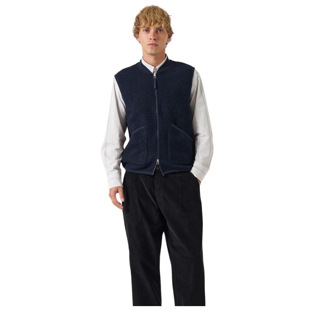 gilet waiscoat sans manches en laine navy universal works chez sport aventure à Orange
