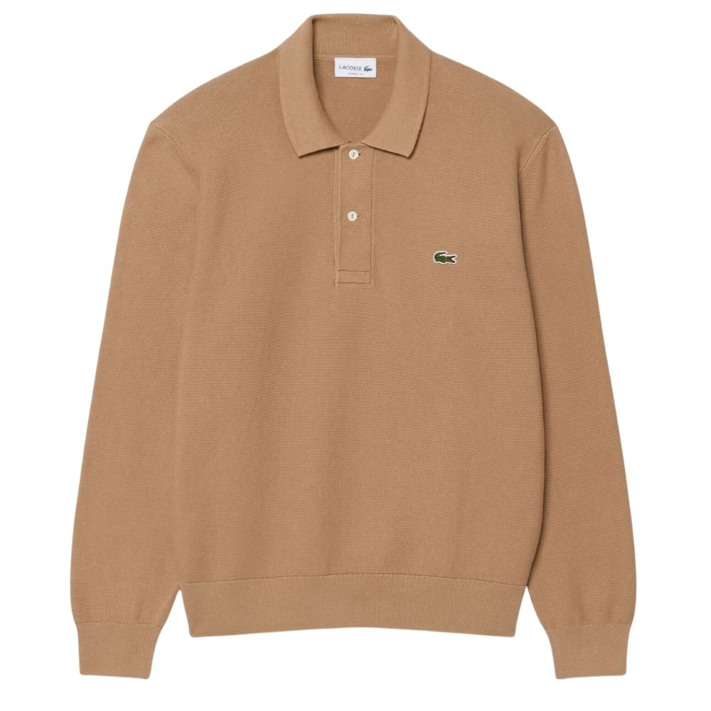 PULL LACOSTE polo maille en coton camel chez sport aventure à Orange