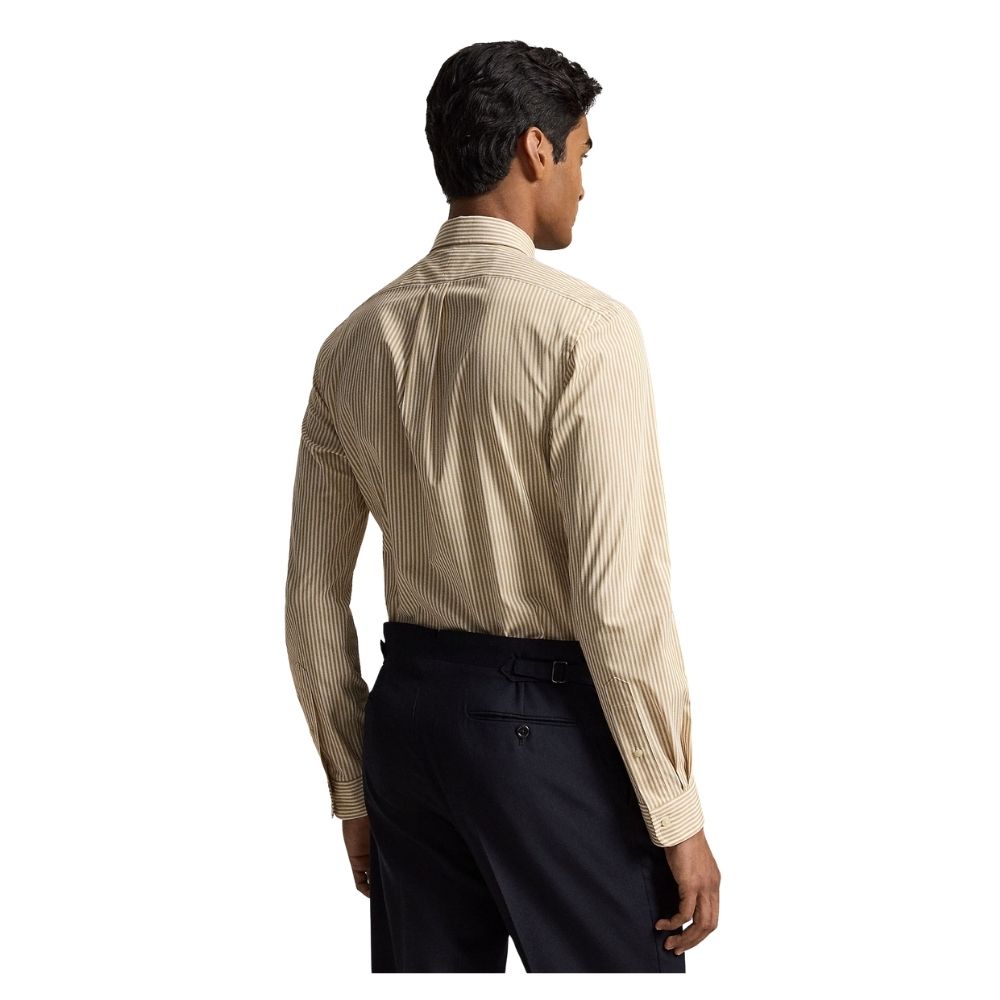 chemise en popeline rayée ralph lauren beige camel chez sport aventure à Orange