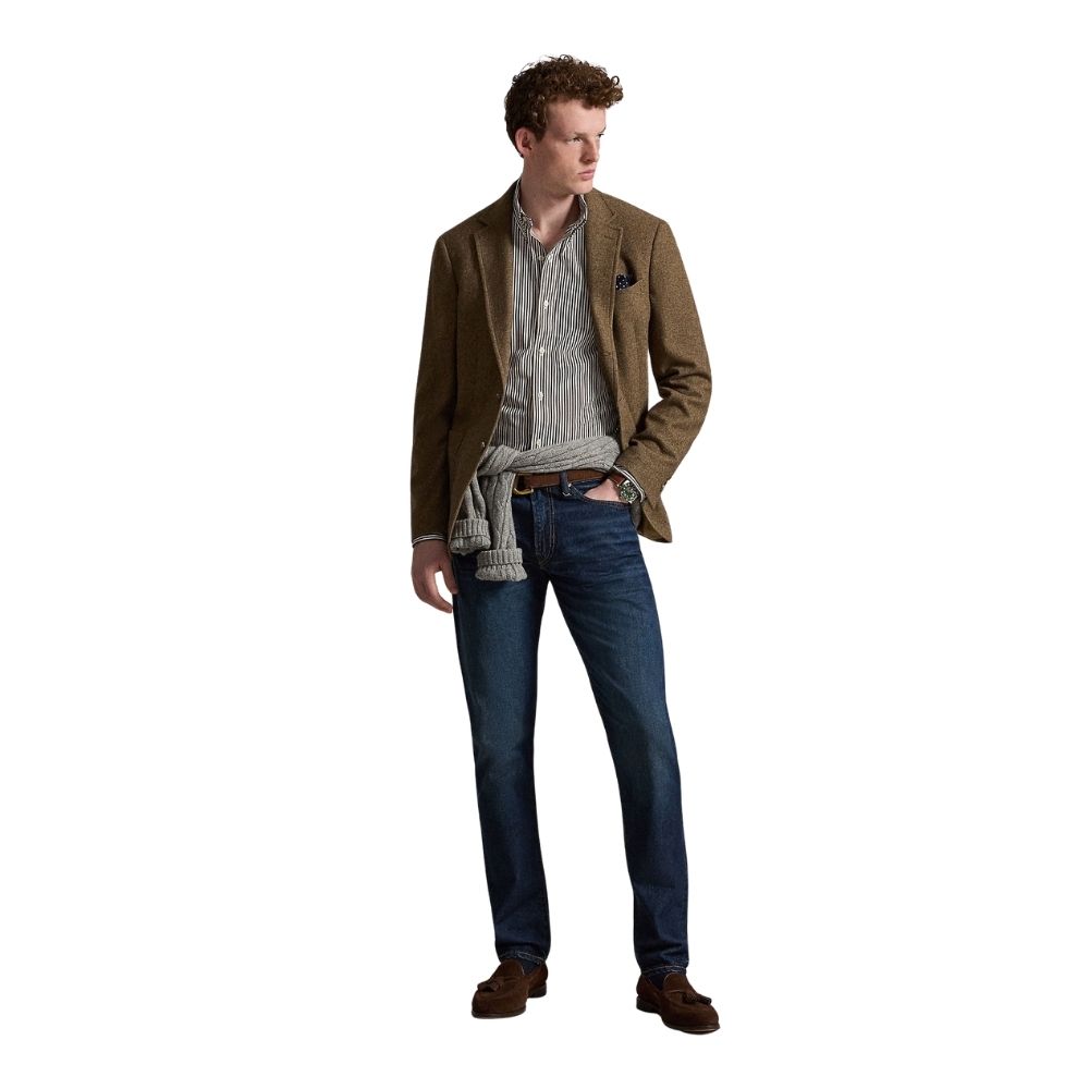 CHEMISE RAYéE RALPH LAUREN EN POPELINE MARRON BROWN CHEZ SPORT AVENTURE à Orange