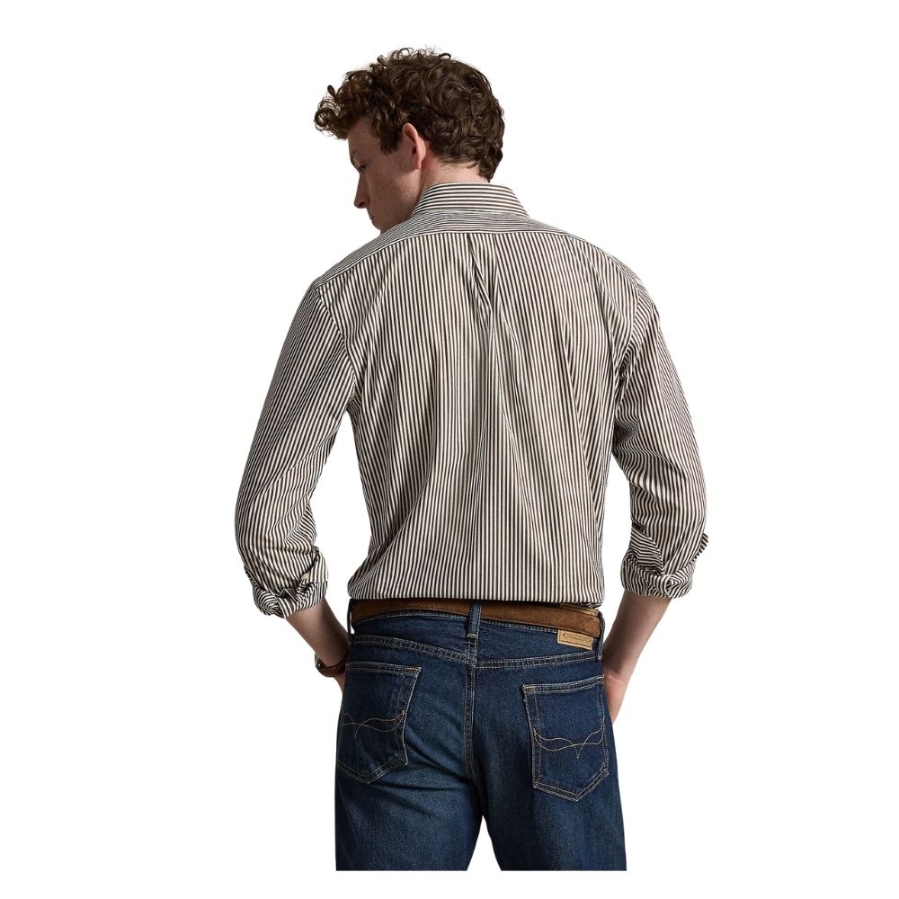 CHEMISE RAYéE RALPH LAUREN EN POPELINE MARRON BROWN CHEZ SPORT AVENTURE à Orange