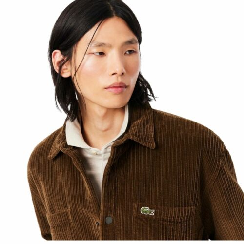 LACOSTE Surchemise en velours côtelé marron
