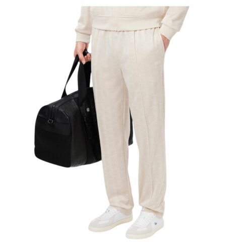 LACOSTE Pantalon jacquard monogramme écru