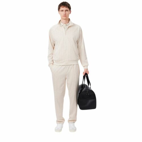 LACOSTE Pantalon jacquard monogramme écru