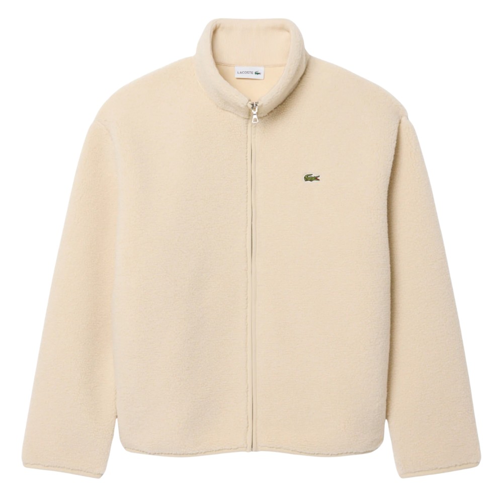 veste polaire zippée lacoste BH8672 sherpa écru homme femme chez sport aventure à Orange