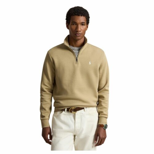 RALPH LAUREN Sweat col zippé beige