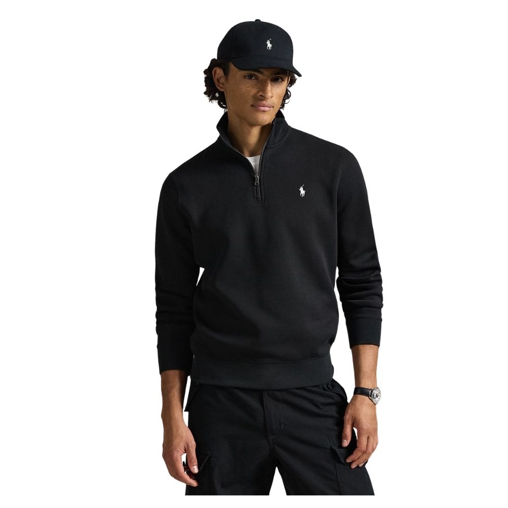 SWEAT col demi-zip ralph lauren black noir chez sport aventure à Orange
