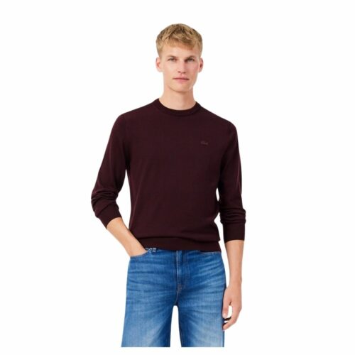 LACOSTE Pull en laine mérinos bordeaux
