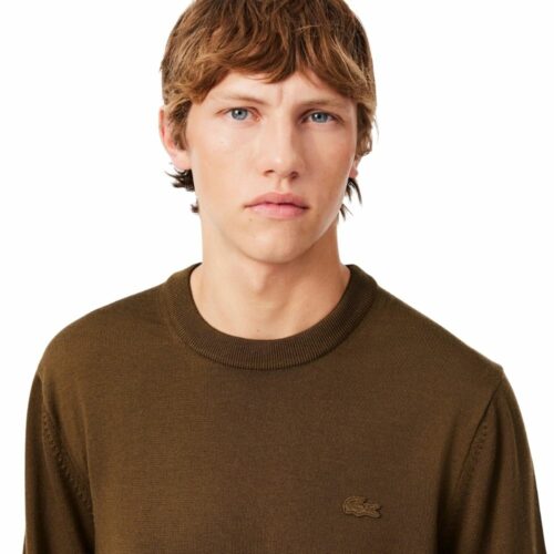 LACOSTE Pull en laine mérinos marron