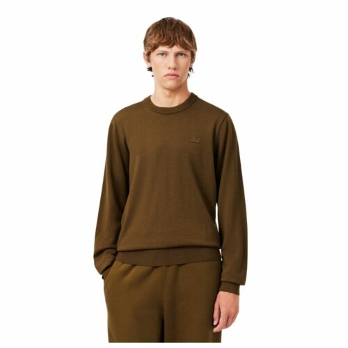 LACOSTE Pull en laine mérinos marron