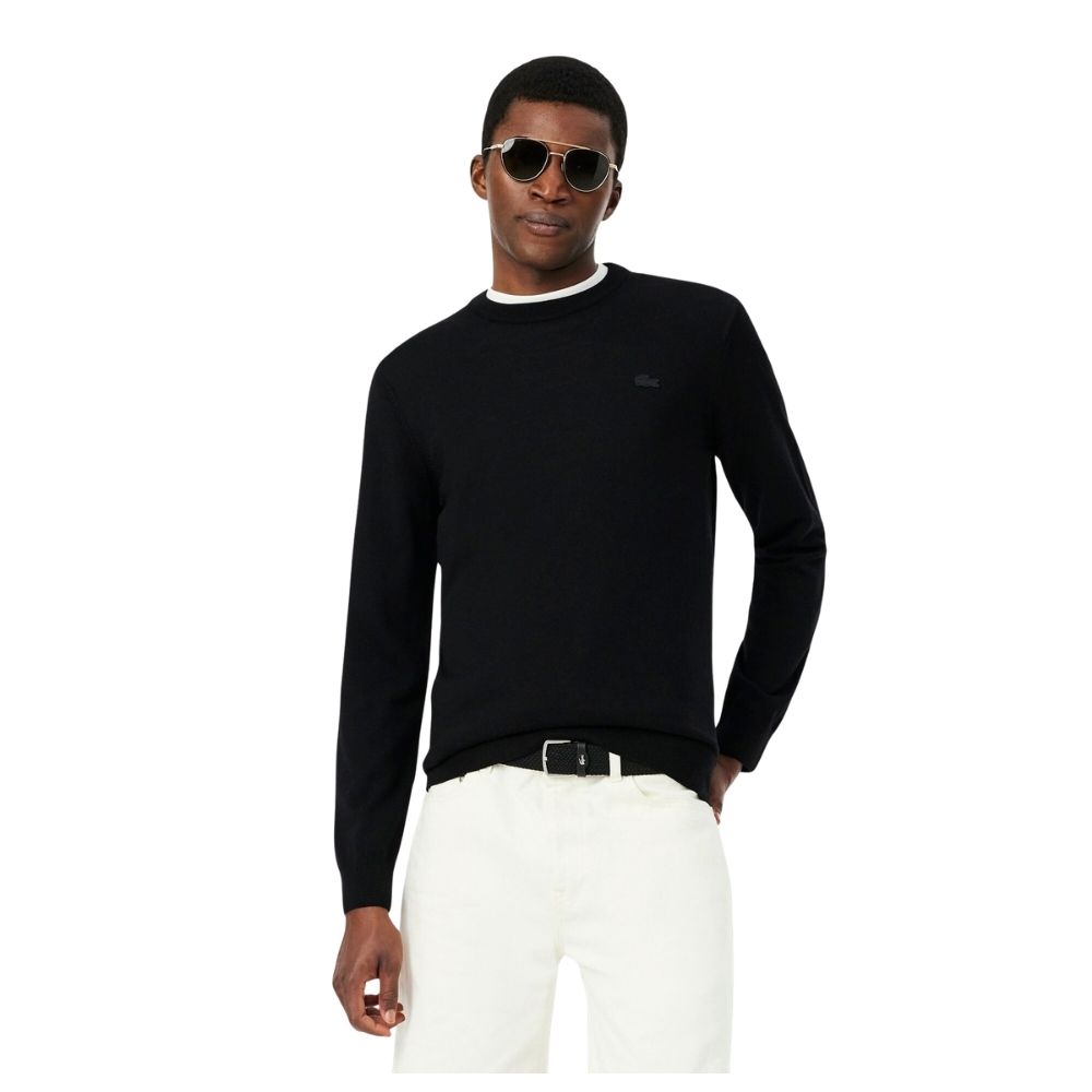 pull lacoste laine mérinos noir AH1969 chez sport aventure à Orange