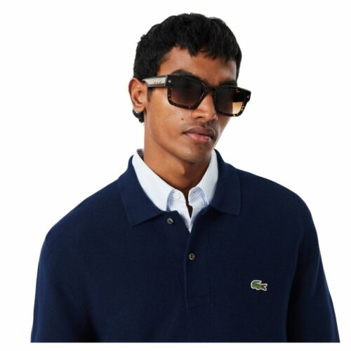 LACOSTE Pull  Polo maille manches longues marine