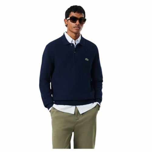 LACOSTE Pull  Polo maille manches longues marine