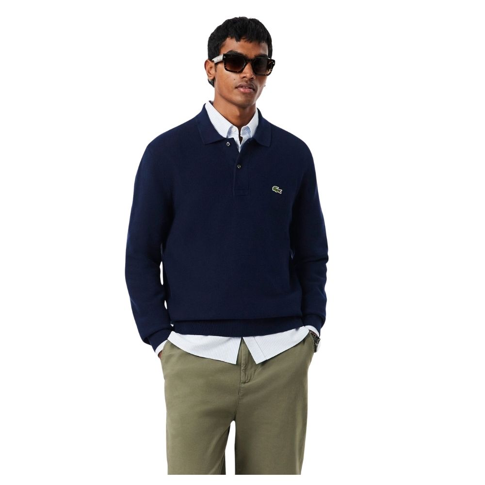 lacoste pull en maille polo marine en coton homme chez sport aventure à Orange