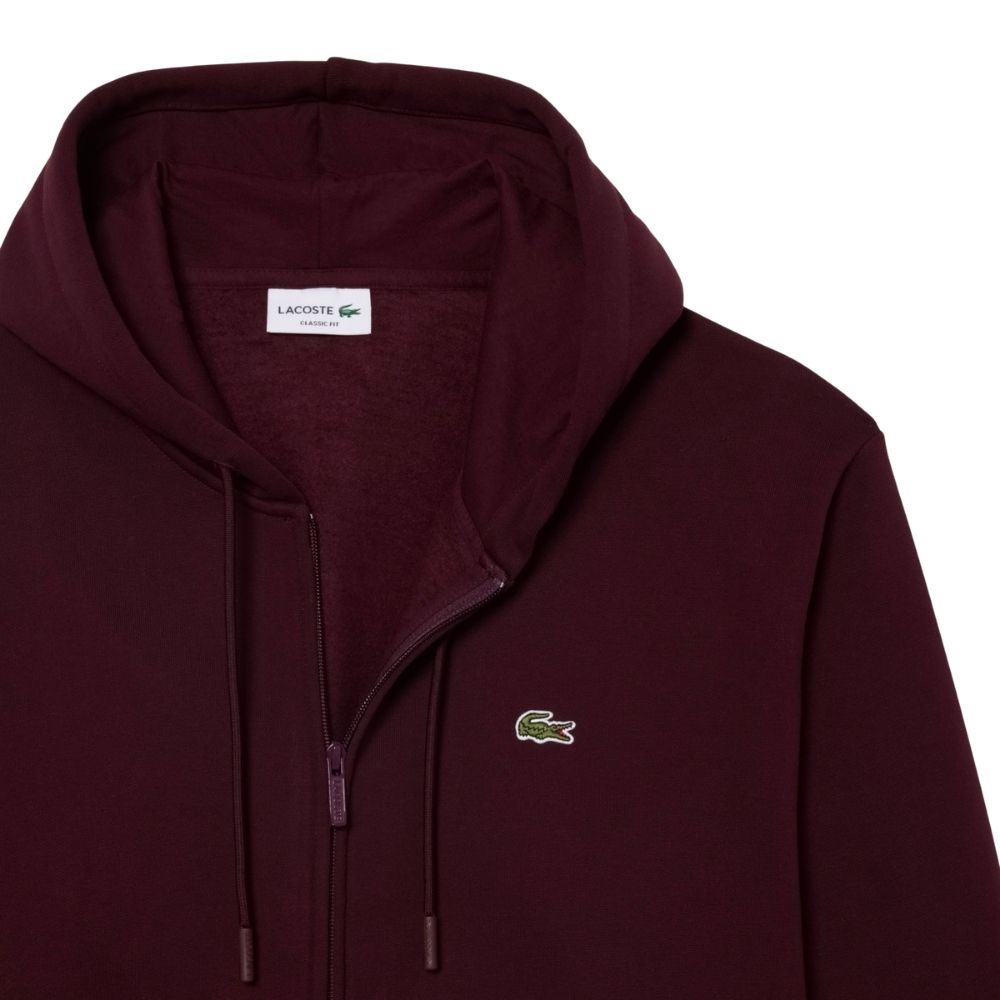 sweatshirt lacoste zippé a capuche SH8864 3KE homme bordeaux chez sport aventure à Orange